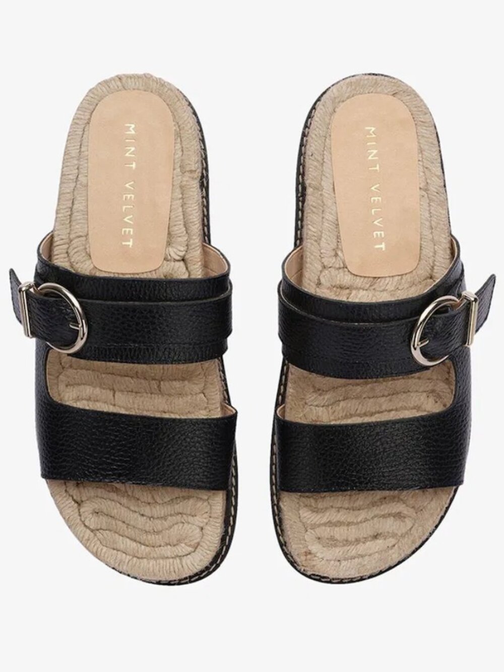 Mint Velvet Buckle Strap Slides in Size 41